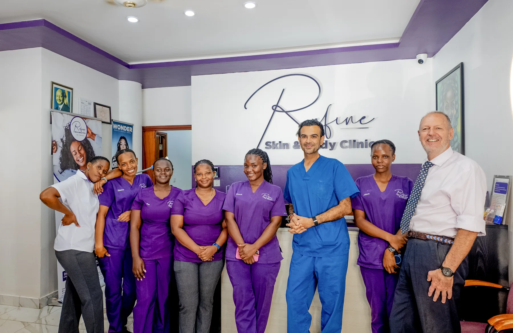 The Refine Skin & Body Clinic team at the Kabalagala clinic